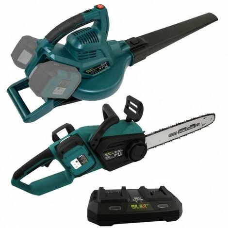 SILEX Tronçonneuse + Souffleur 3 En 1 Sans Fil à Batterie 40V SLX ® + Chargeur + 2 Batteries 6 Ah 3 SILEX Tronçonneuse + Souffleur 3 En 1 Sans Fil à Batterie 40V SLX ® + Chargeur + 2 Batteries 6 Ah