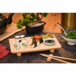 DUNEDESIGN 4 Assiettes De Service Pour Sushi - Plats En Bambou 27x16x4 Vaisselle Avec Bols - Braun -Pas Cher SILEX Magasin 44092478 3