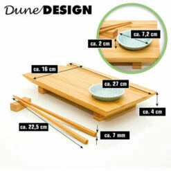 DUNEDESIGN 4 Assiettes De Service Pour Sushi - Plats En Bambou 27x16x4 Vaisselle Avec Bols - Braun -Pas Cher SILEX Magasin 44092478 5