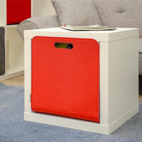 DUNEDESIGN Aufbewahrungsbox 2er Set Cube Filz Rot 33x38x33cm - Rot 4 DUNEDESIGN Aufbewahrungsbox 2er Set Cube Filz Rot 33x38x33cm - Rot – Image 2
