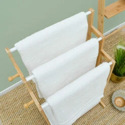 DUNEDESIGN Porte Serviette En Bambou - 45x35x84 Sèche Serviettes Sur Pied - Salle De Bain - Braun -Pas Cher SILEX Magasin 48096562 5