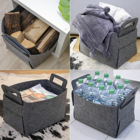 DUNEDESIGN Boîte De Rangement En Feutre 37x24x37cm Gris - Grau 4 DUNEDESIGN Boîte De Rangement En Feutre 37x24x37cm Gris - Grau – Image 2