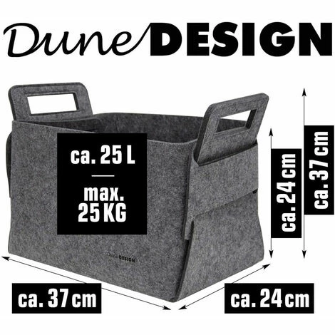 DUNEDESIGN Boîte De Rangement En Feutre 37x24x37cm Gris - Grau 5 DUNEDESIGN Boîte De Rangement En Feutre 37x24x37cm Gris - Grau – Image 3