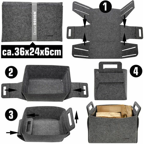 DUNEDESIGN Boîte De Rangement En Feutre 37x24x37cm Gris - Grau 6 DUNEDESIGN Boîte De Rangement En Feutre 37x24x37cm Gris - Grau – Image 4