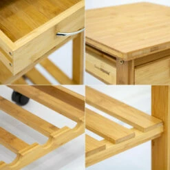 DUNEDESIGN Desserte à Roulette 37x37x85 Meuble Servant De Cuisine Bois De Bambou - Holzfarben 10 DUNEDESIGN Desserte à Roulette 37x37x85 Meuble Servant De Cuisine Bois De Bambou - Holzfarben -Pas Cher SILEX Magasin 49704380 4