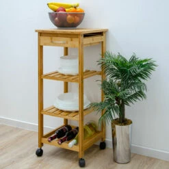 DUNEDESIGN Desserte à Roulette 37x37x85 Meuble Servant De Cuisine Bois De Bambou - Holzfarben 11 DUNEDESIGN Desserte à Roulette 37x37x85 Meuble Servant De Cuisine Bois De Bambou - Holzfarben -Pas Cher SILEX Magasin 49704380 5