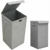 DUNEDESIGN 50L Panier à Linge Sale Avec Couvercle - 30x30x60 Bac De Rangement Pliable Gris - Grau -Pas Cher SILEX Magasin 59197513 1