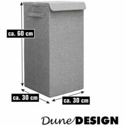 DUNEDESIGN 50L Panier à Linge Sale Avec Couvercle - 30x30x60 Bac De Rangement Pliable Gris - Grau 11 DUNEDESIGN 50L Panier à Linge Sale Avec Couvercle - 30x30x60 Bac De Rangement Pliable Gris - Grau -Pas Cher SILEX Magasin 59197513 5