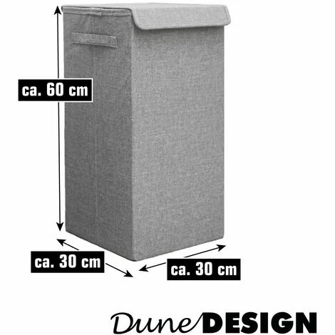DUNEDESIGN 50L Panier à Linge Sale Avec Couvercle - 30x30x60 Bac De Rangement Pliable Gris - Grau 7 DUNEDESIGN 50L Panier à Linge Sale Avec Couvercle - 30x30x60 Bac De Rangement Pliable Gris - Grau – Image 5
