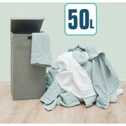 DUNEDESIGN Lot De 2 : 50L Panier à Linge Sale Avec Couvercle - 30x30x60 Bac De Rangement XL - Grau -Pas Cher SILEX Magasin 65180644 4