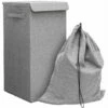 DUNEDESIGN 50L Panier à Linge Sale Avec Couvercle Et Sac à Linge 30x30x60 Bac De Rangement - Grau -Pas Cher SILEX Magasin 73824430 1