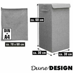 DUNEDESIGN 50L Panier à Linge Sale Avec Couvercle Et Sac à Linge 30x30x60 Bac De Rangement - Grau -Pas Cher SILEX Magasin 73824430 3