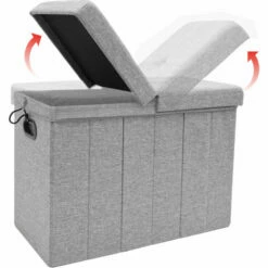 DUNEDESIGN 85l Panier à Linge Avec Couvercle & Sac à Linge 62x31 Panier à Linge Avec Siège - Grau -Pas Cher SILEX Magasin 75989440 3