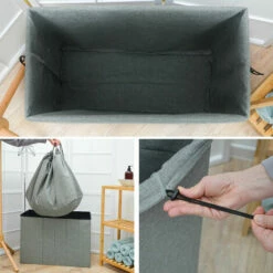 DUNEDESIGN 85l Panier à Linge Avec Couvercle & Sac à Linge 62x31 Panier à Linge Avec Siège - Grau -Pas Cher SILEX Magasin 75989440 4