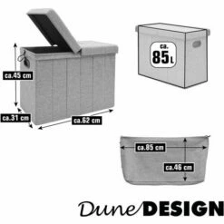 DUNEDESIGN 85l Panier à Linge Avec Couvercle & Sac à Linge 62x31 Panier à Linge Avec Siège - Grau -Pas Cher SILEX Magasin 75989440 5