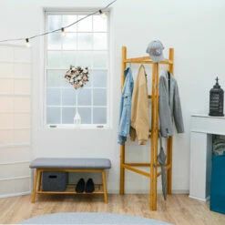 DUNEDESIGN Echelle Bambou Salle De Bain - 180x180 Porte-Serviettes Sur Pied Etagere Echelle - Braun -Pas Cher SILEX Magasin 77774761 3