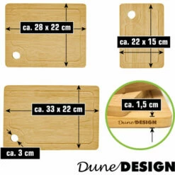 DUNEDESIGN Set De 3 Planche à Découper En Bambou - 33x22cm Planche En Bois - Rainure à Jus - Braun -Pas Cher SILEX Magasin 82405706 5